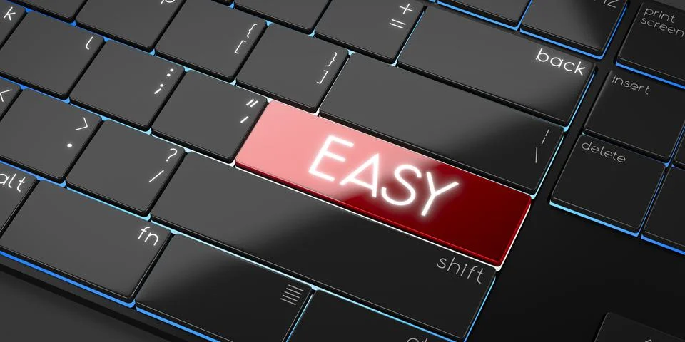 Easy - modern computer keyboard - 3D illustration Stock Illustration