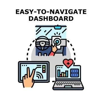 Easy to navigate dashboard system interface concept Illustrazione stock