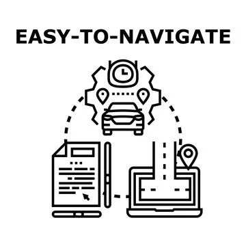Easy navigating concept with car and destination planning Illustrazione stock