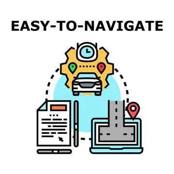 Easy navigating concept with car and destination planning Stock Illustration