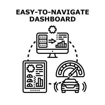 Easy navigating dashboard for digital analytics and performance Stock Illustration