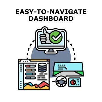 Easy navigating dashboard management system illustration Stock Illustration