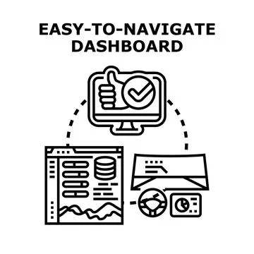 Easy navigating dashboard management system illustration Stock Illustration
