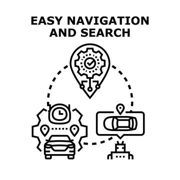 Easy navigation and search for smart travel Stockillustratie