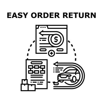 Easy online order return and refund process 库存插图