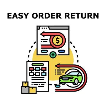 Easy online order return and refund process Stock Illustration