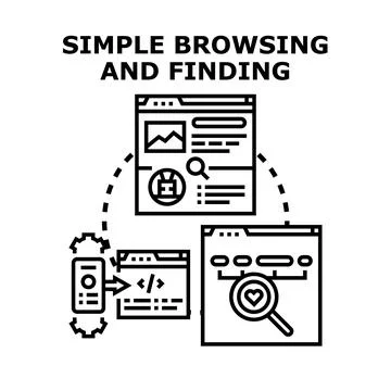 Easy online web browsing and searching information concept Illustrazione stock