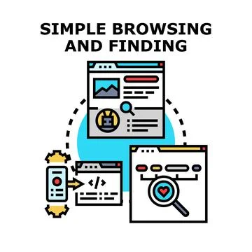 Easy online web browsing and searching information concept Illustrazione stock