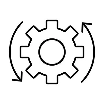 Easy operation process icon vector gearwheel and arrow sign for graphic desig Stockillustratie