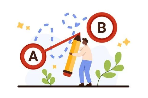 Easy or shortcut way to solve hard work problem, simplify business task of tiny Illustrazione stock