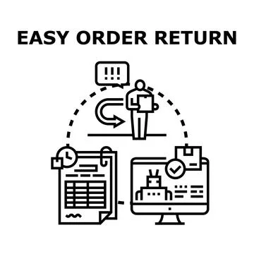Easy order return process for online commerce Illustrazione stock