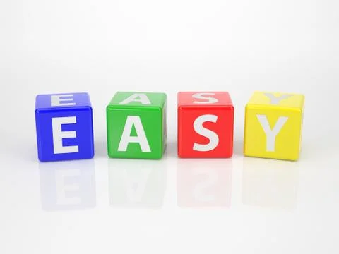 Easy out of multicolored letter dices Stock Illustration