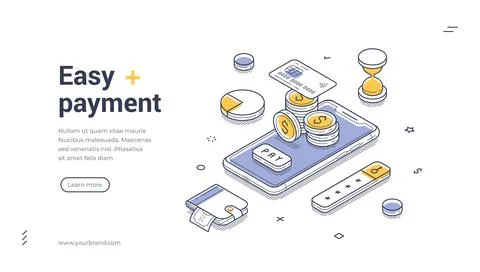 Easy payment concept for digital transactions, mobile banking, and online sho Illustrazione stock