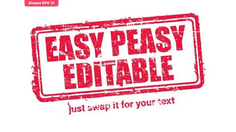 Easy Peasy Editable Red Distressed Stamp with Sample Text Vector Stock Illustration