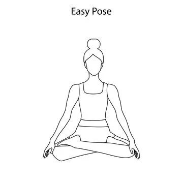 Easy Pose Yoga Workout Outline. Healthy lifestyle vector illustration Stock Illustration