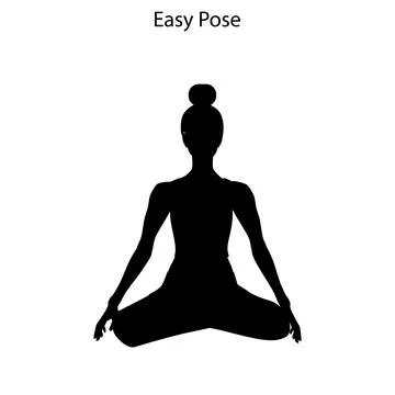 Easy Pose Yoga Workout Silhouette. Healthy lifestyle vector illustration Stock Illustration