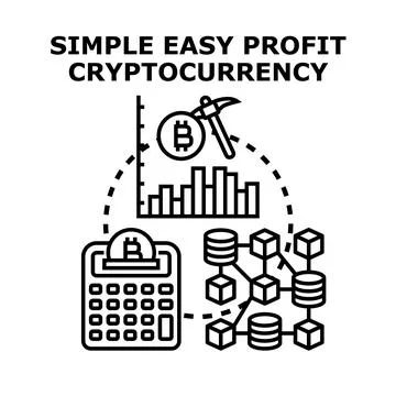 Easy profitable cryptocurrency mining and blockchain investment Stock Illustration