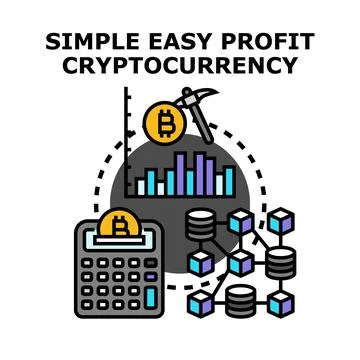 Easy profitable cryptocurrency mining and blockchain investment Stock Illustration
