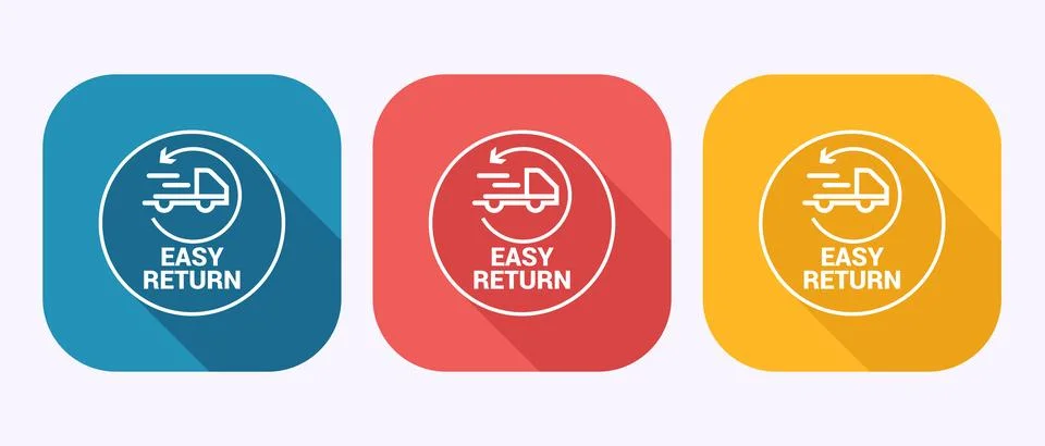 Easy return icon design illustration, Easy return label sign in shadow butt.. Stock Illustration