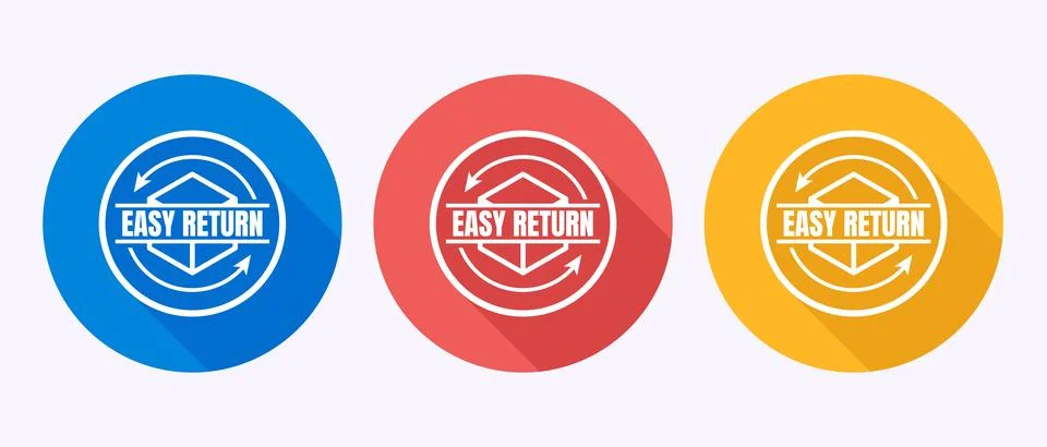 Easy return icon design illustration, Easy return label sign in shadow butt.. 库存插图