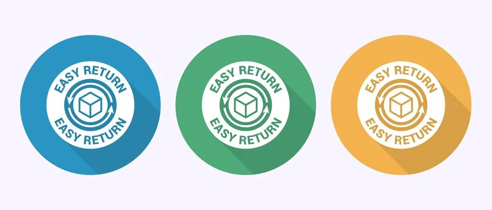 Easy return icon design illustration, Easy return label sign in shadow butt.. Stock Illustration