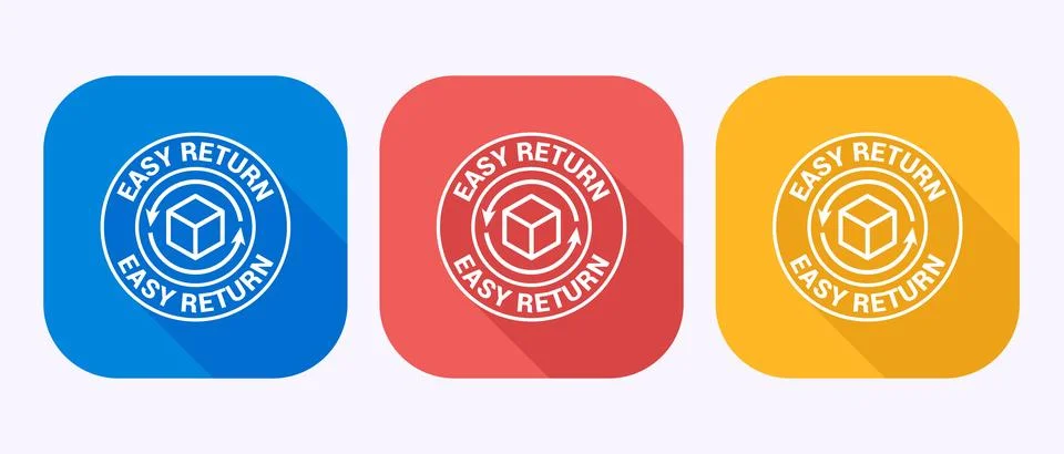 Easy return icon design illustration, Easy return label sign in shadow butt.. Stock Illustration