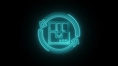 Easy Return Icon Isolated on Black Background, Refund Service Symbol Design Stock Footage 330003379