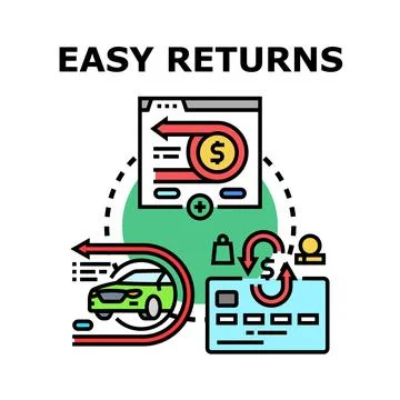 Easy returns concept for online purchases and deliveries Stock Illustration