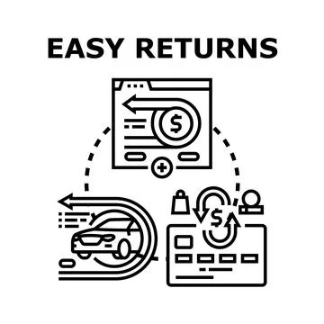 Easy returns concept for online purchases and deliveries Stock Illustration