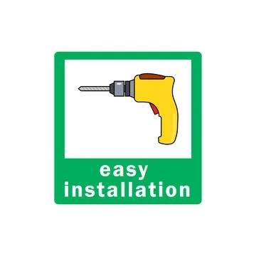 Easy simple installation icon with drill symbol. Isolated vector illustration Stock Illustration