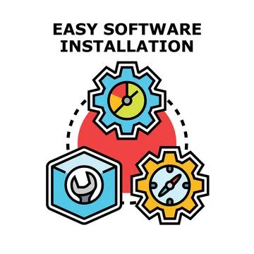 Easy software installation process, setup, and configuration concept Illustrazione stock