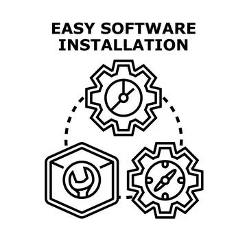Easy software installation process, setup, and configuration concept Stock Illustration