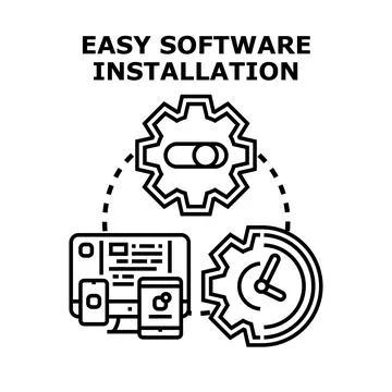 Easy software installation quick setup process concept Stock Illustration