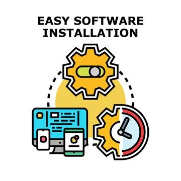 Easy software installation quick setup process concept 스톡 일러스트