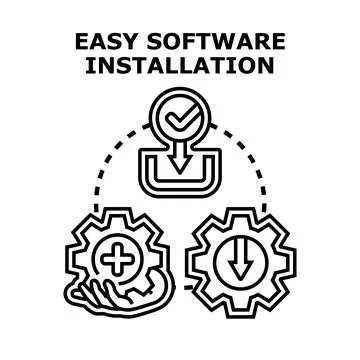 Easy software setup installing programs application configuration Illustrazione stock