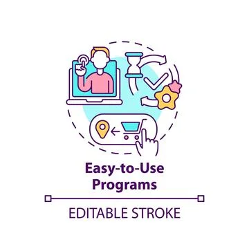 Easy-to-use programs concept icon Stock Illustration