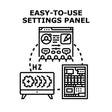 Easy to use settings panel concept Illustrazione stock