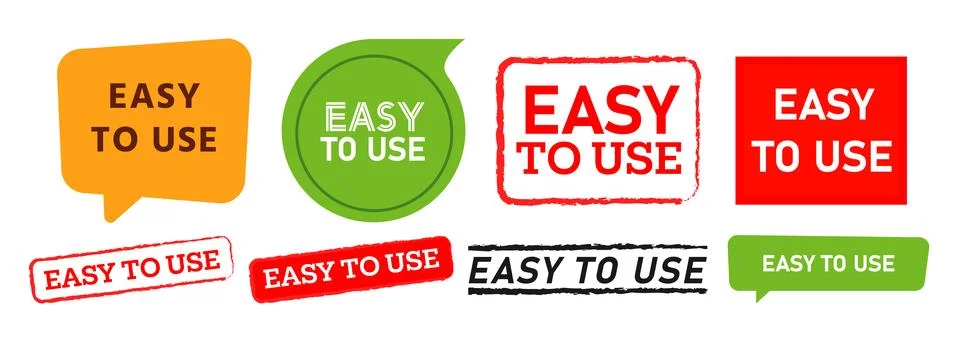 Easy to use square circle speech bubble and rubber stamp grunge label Stock Illustration