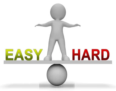 Easy Vs Hard Balance Portrays Choice Of Simple Or Difficult Way - 3d Illustra Stock Illustration