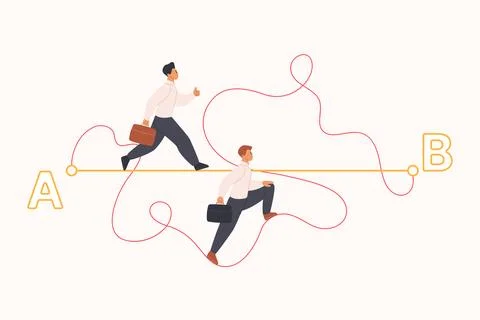 Easy way to solve complex problem, shortcut journey for goal, career success of Stock Illustration