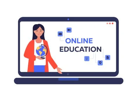 Easy web school and courses through the internet Stock Illustration