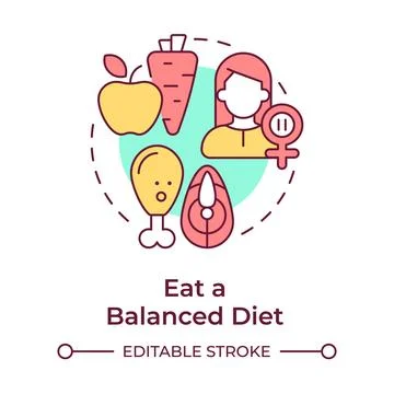 Eat balanced diet multi color concept icon Stock Illustration