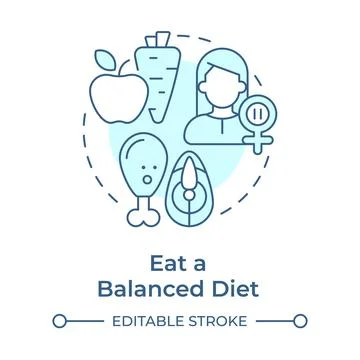 Eat balanced diet soft blue concept icon Stock Illustration