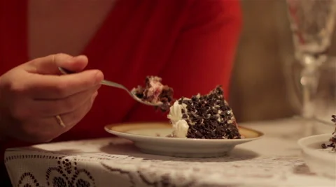 Eat cake on plate Stock Footage 63292216