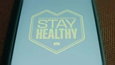 Eat clean and exercise, Stay healthy lettering text on sticker, presentation Stock-Footage 310051544