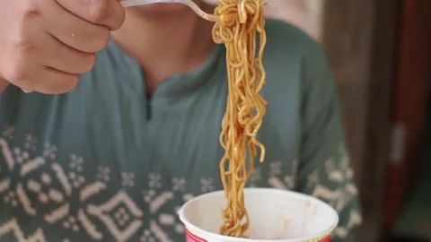 Eat Noodle Stock Footage 293295279