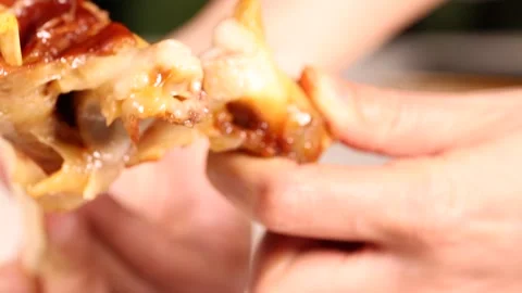 Eat roast chicken and split chicken (5) Stock Footage 202161173