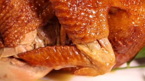 Eat roast chicken and split chicken (1) Stock Footage 202161183