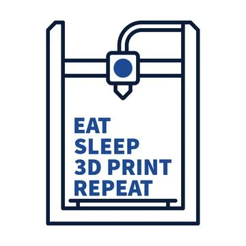 Eat Sleep 3D Print Repeat vector illustration. 3D Printing banner Illustrazione stock