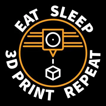 Eat Sleep 3D Print Repeat vector 3D Printing concept round banner Stock Illustration